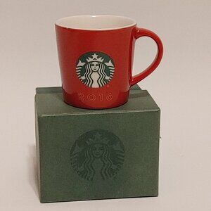 New in box 2016 Starbucks 3 oz Espresso Cup Mini Mug Christmas Red Gift Ornament
